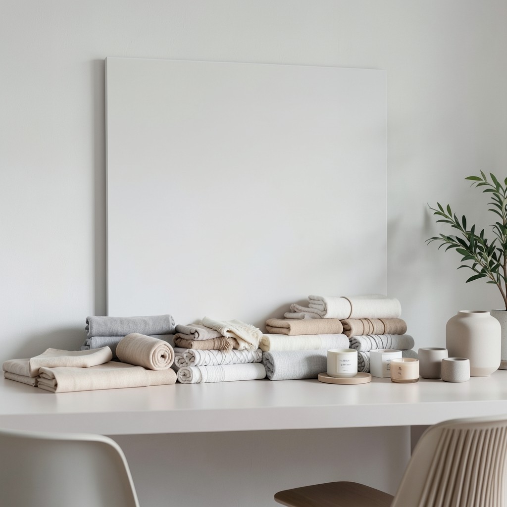 Wall planner and fabric swatches for seasonal home goods planning